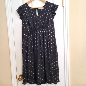 Collective Concepts Pea in the Pod Maternity Dress Black Gold Dots Party Size M